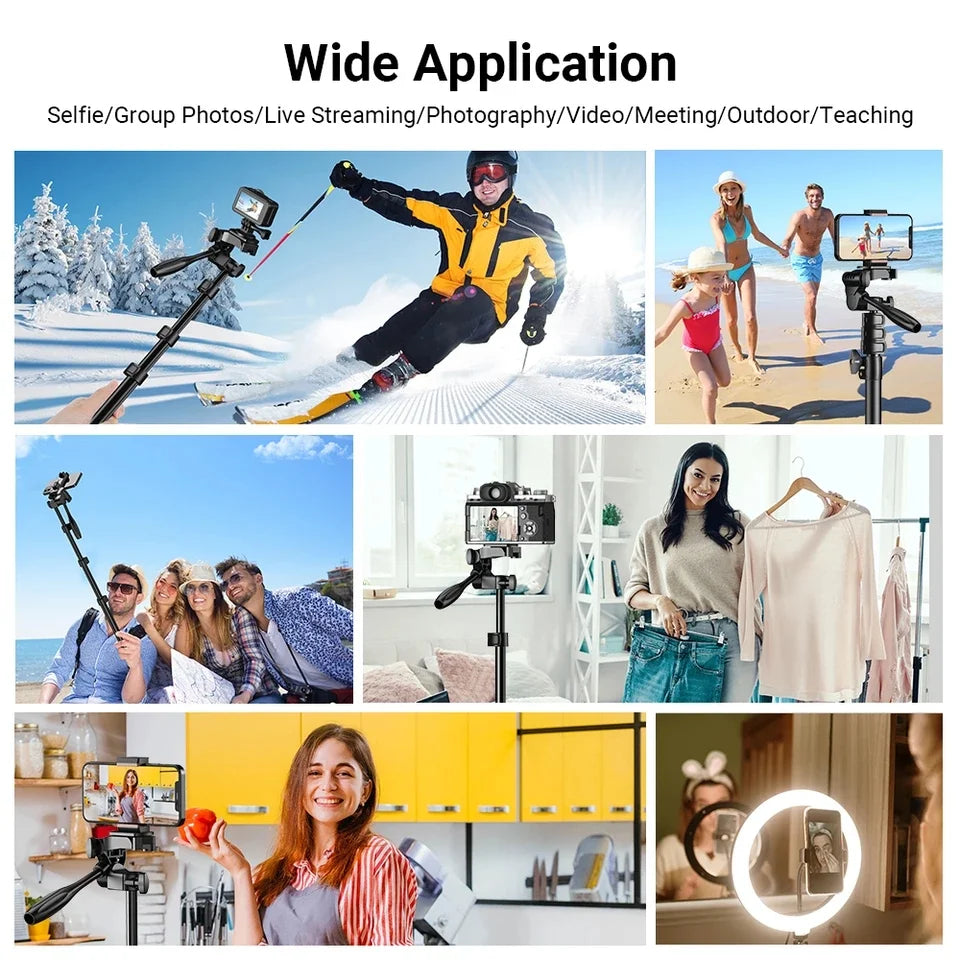 [NEW] APEXEL Professional Aluminum Extendable Very Long Tripod + Selfie Stick