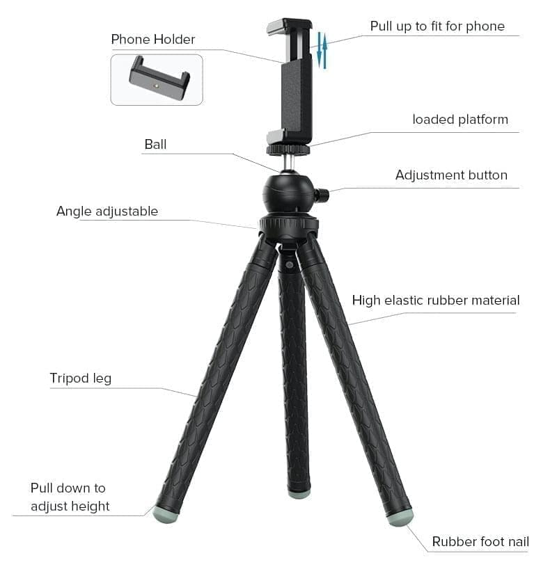 APEXEL Professional Extendable Portable Long Tripod with 360° Rotation For Phone engape12 Others - APEXEL INDIA - Mobile Lens - Mobile Camera Lens - Cellphone Accessories - Phone Lens - Smartphone Lens