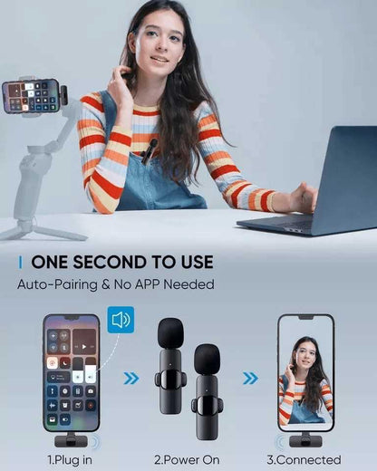 iPhone और Android फ़ोन के लिए APEXEL वायरलेस लैवेलियर माइक्रोफ़ोन