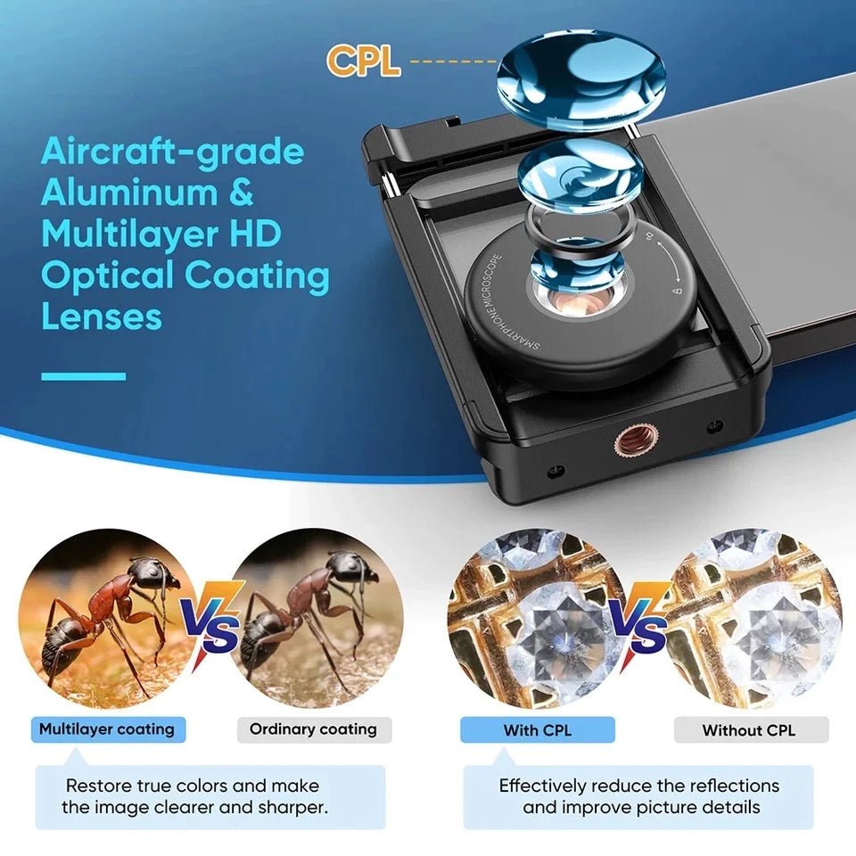 [New] APEXEL 100X Microscope With LED Light with Phone Universal APEXEL INDIA  Macro