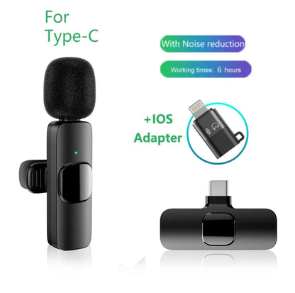 APEXEL Wireless Lavalier Microphone for iPhone and Android Phones